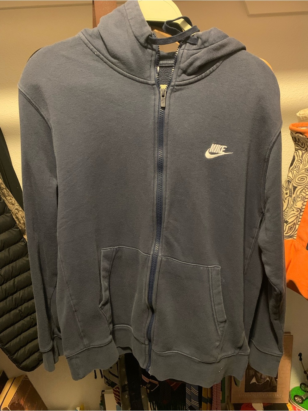 Nike Men's Dark Blue Full-Zip Hooded Sweatshirt